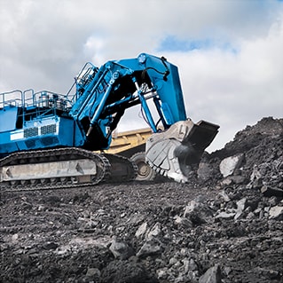 Синий рудный экскаватор
